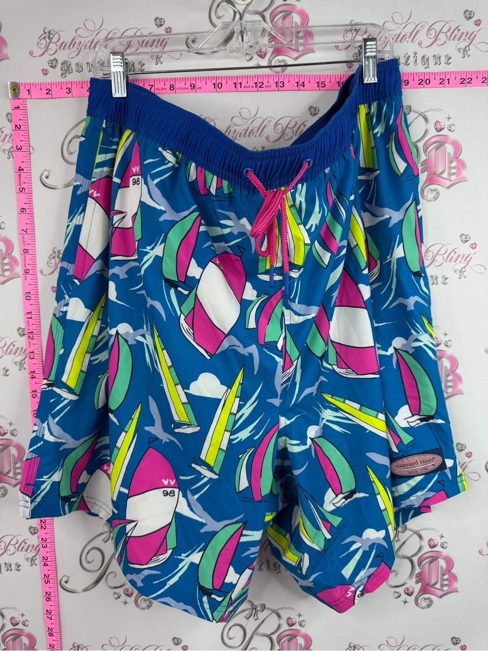 Vineyard Vines shorts swim pool sail Blue Multicolor Sailboat Print Swim Trunks